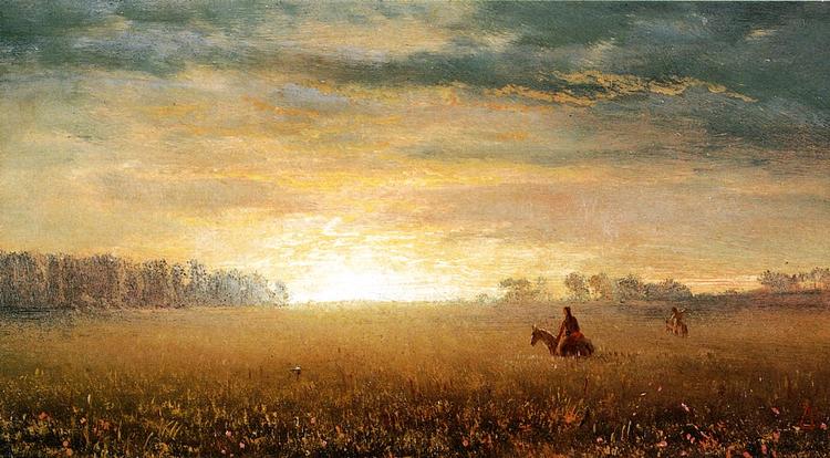 Albert Bierstadt Oil Painting Sunset of the Prairies - Click Image to Close